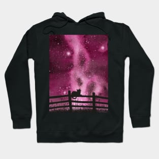 Night full of Sky Pink Watercolor Galaxy Painting Hoodie